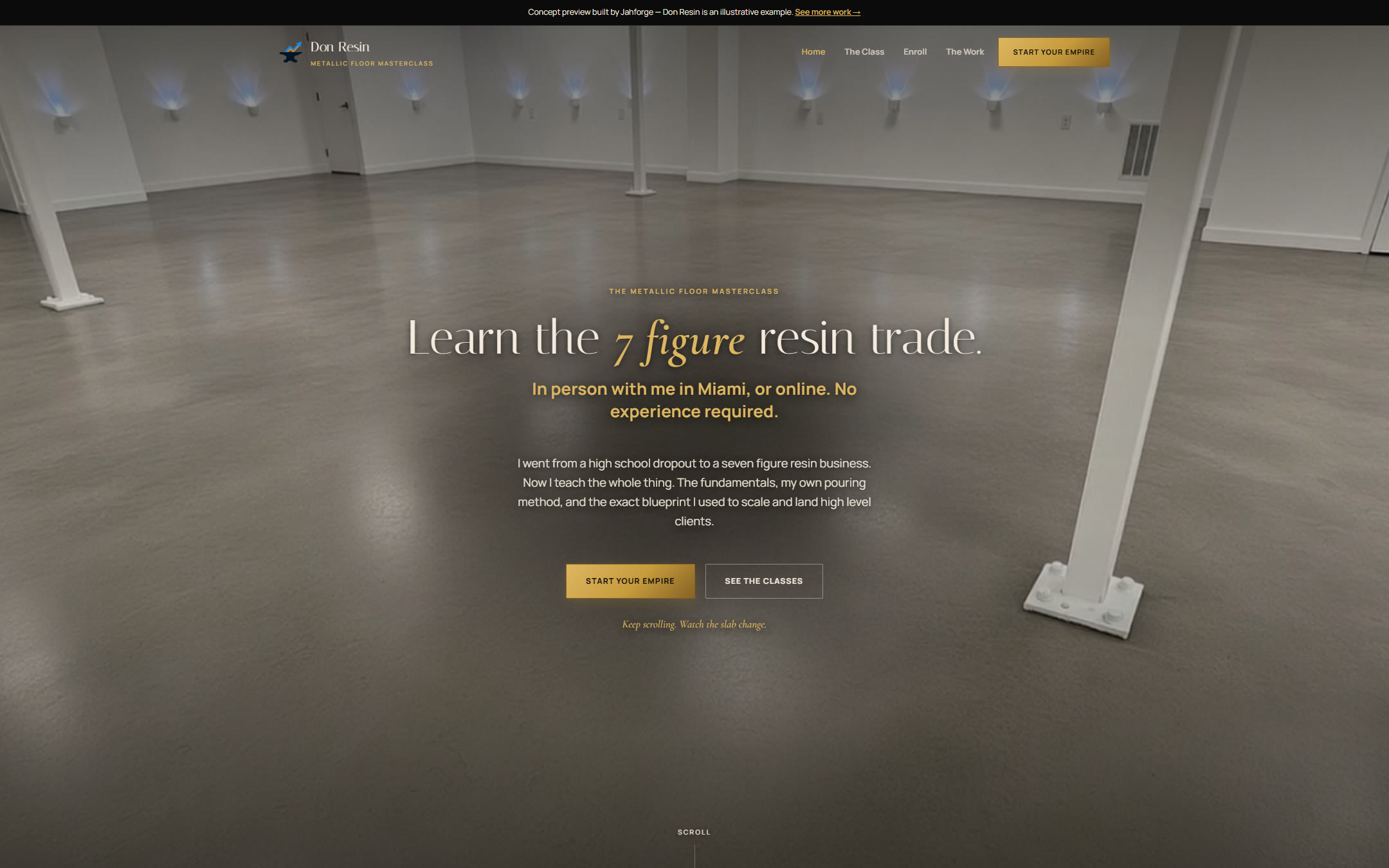 Resin flooring masterclass demo homepage