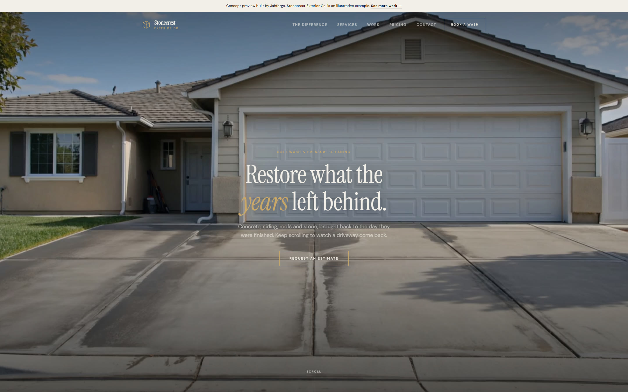 Premium pressure washing demo homepage