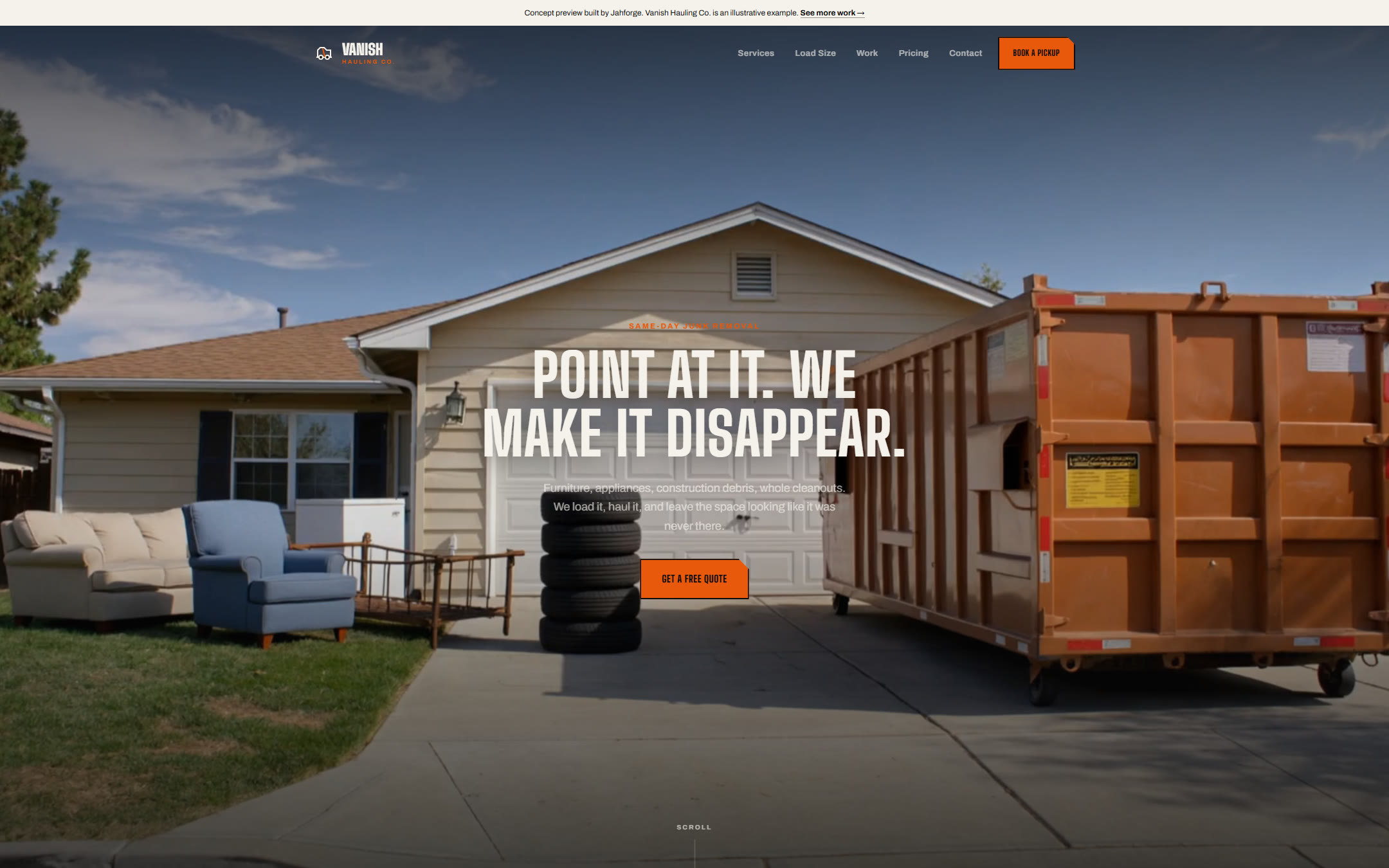 Junk removal demo homepage