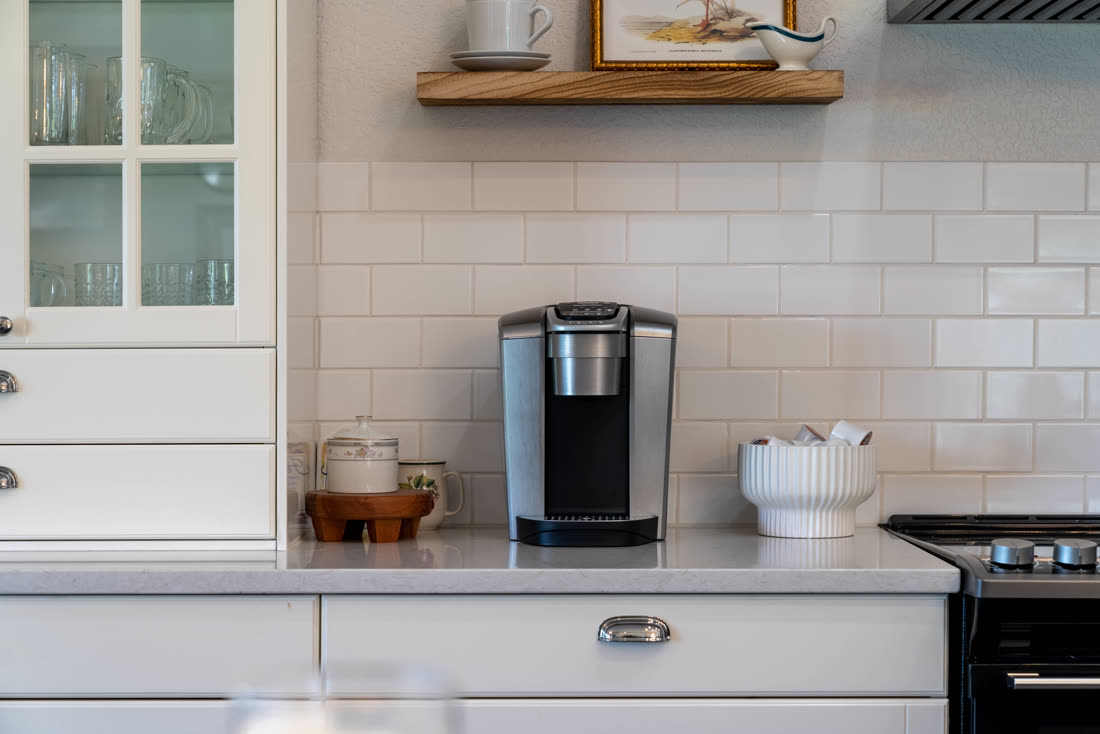Styled kitchen counter detail shot for a Tampa real estate listing